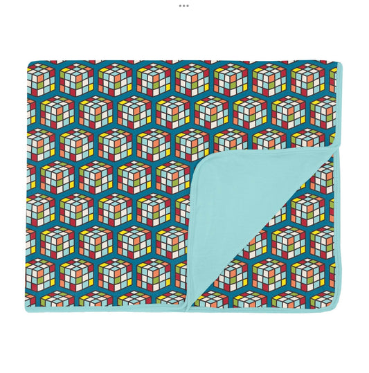 Kickee Pants Cerulean Blue Puzzle Cube Toddler Blanket