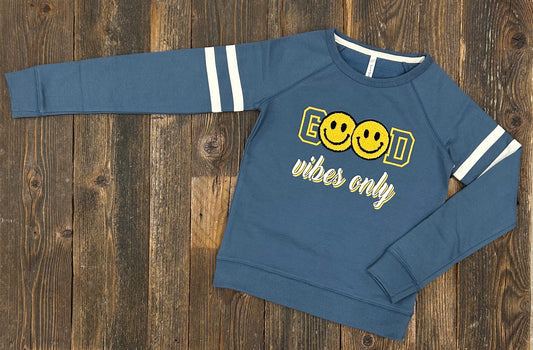 Sweet Soul Good Vibes only Smiley Face Sweatshirt