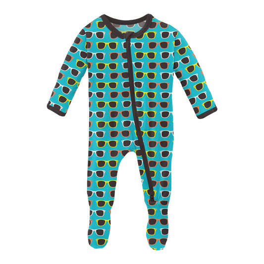 Kickee Pants Confetti Sunglasses Footie with 2 Way Zipper