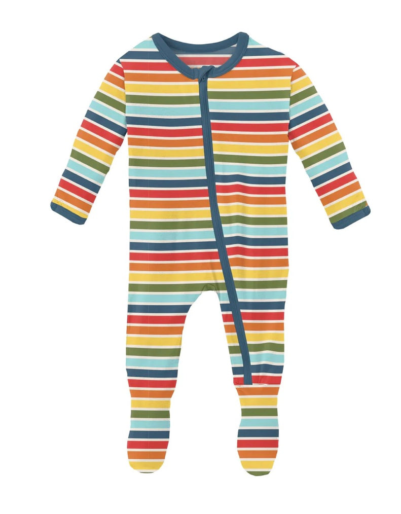 Kickee Pants Groovy Stripe Footie with Zipper