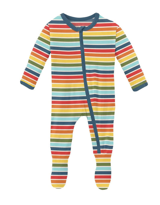Kickee Pants Groovy Stripe Footie with Zipper