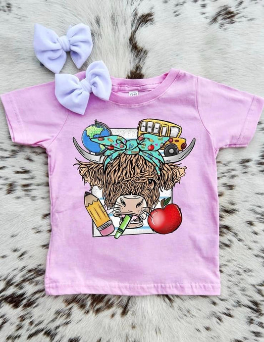 Back to School Highland Cow Tee