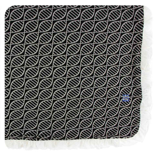 Kickee Midnight Double Helix Ruffle Toddler Blanket
