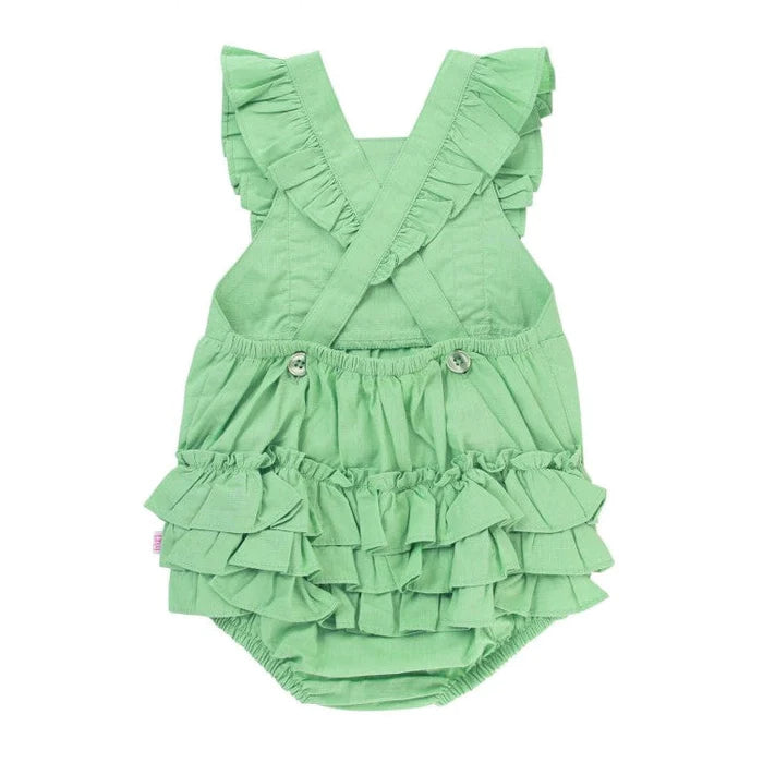 RuffleButts Dusty Jade Cross Back Romper