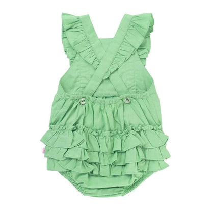 RuffleButts Dusty Jade Cross Back Romper