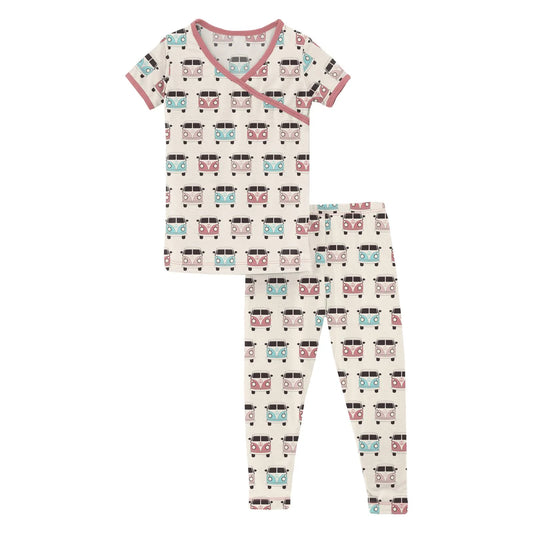 Kickee Pants Natural Vintage Vans Short Sleeve Kimono PJ Set