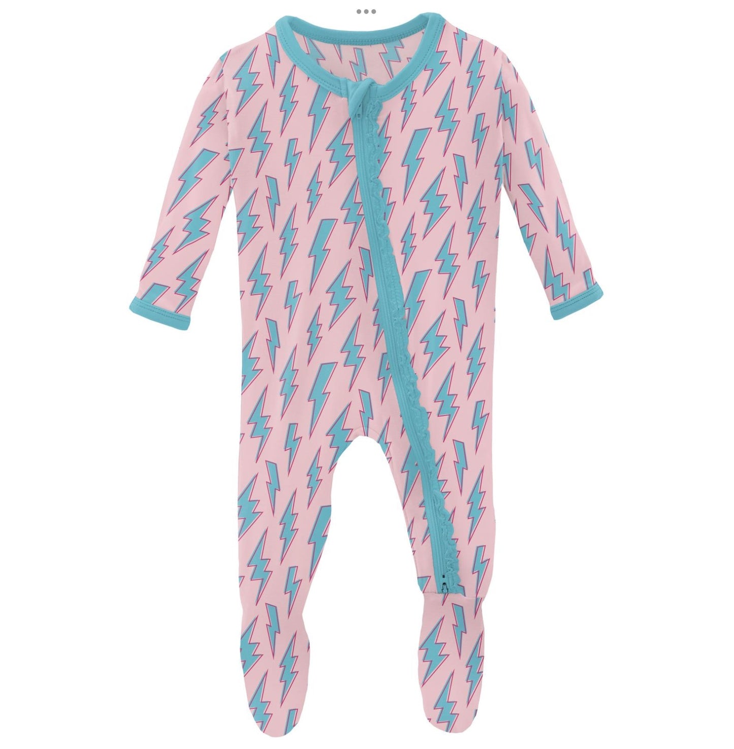 Kickee Pants Lotus Lightning Muffin Ruffle Footie with 2 Way Zipper