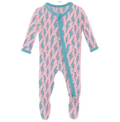 Kickee Pants Lotus Lightning Muffin Ruffle Footie with 2 Way Zipper