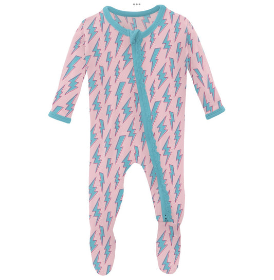 Kickee Pants Lotus Lightning Muffin Ruffle Footie with 2 Way Zipper