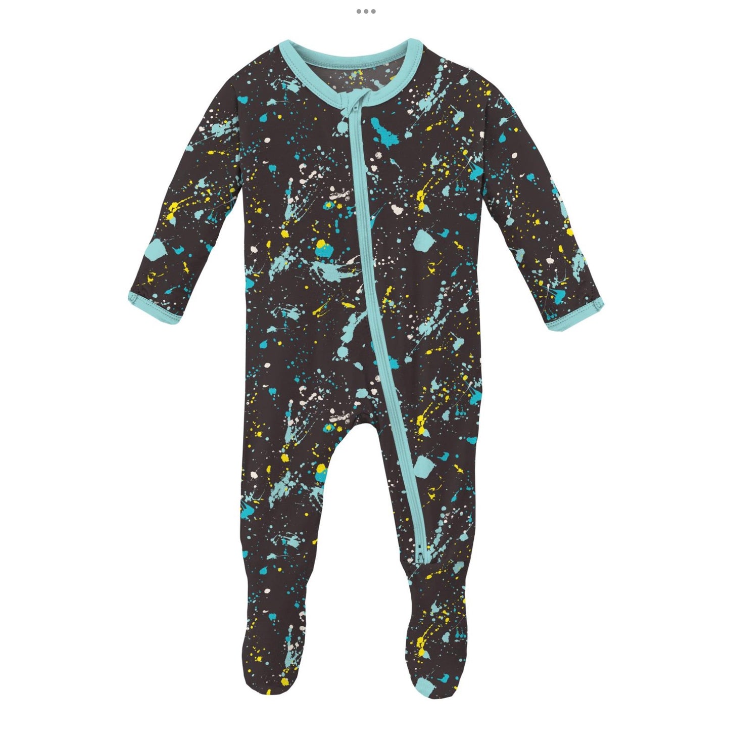 Kickee Pants Confetti Splatter Paint Footie with 2 Way Zipper