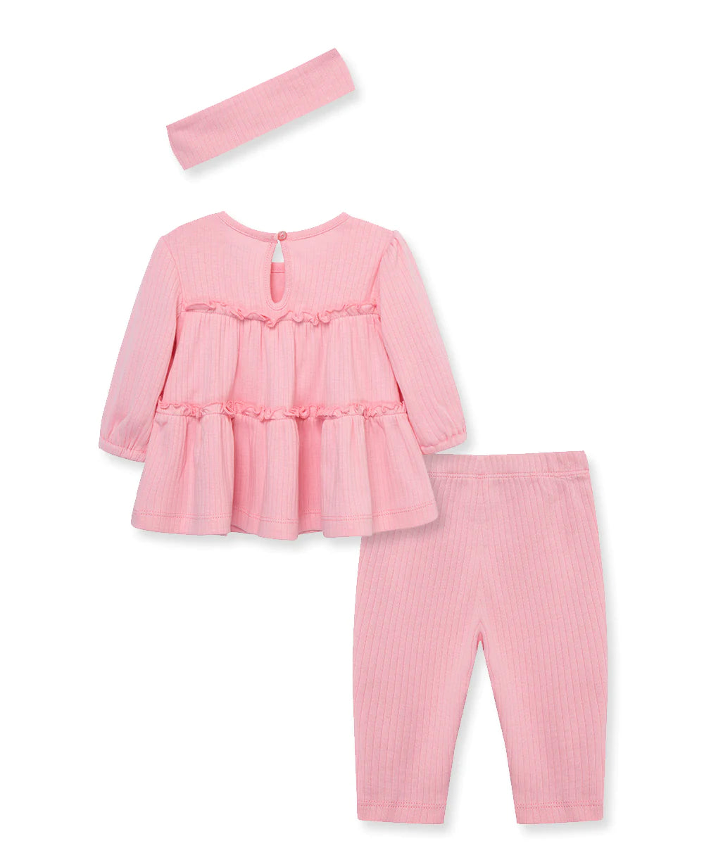 Little Me Peony Rib Knit Tunic Set