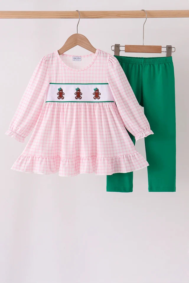 Pink Embroidered Gingerbread Pant Set