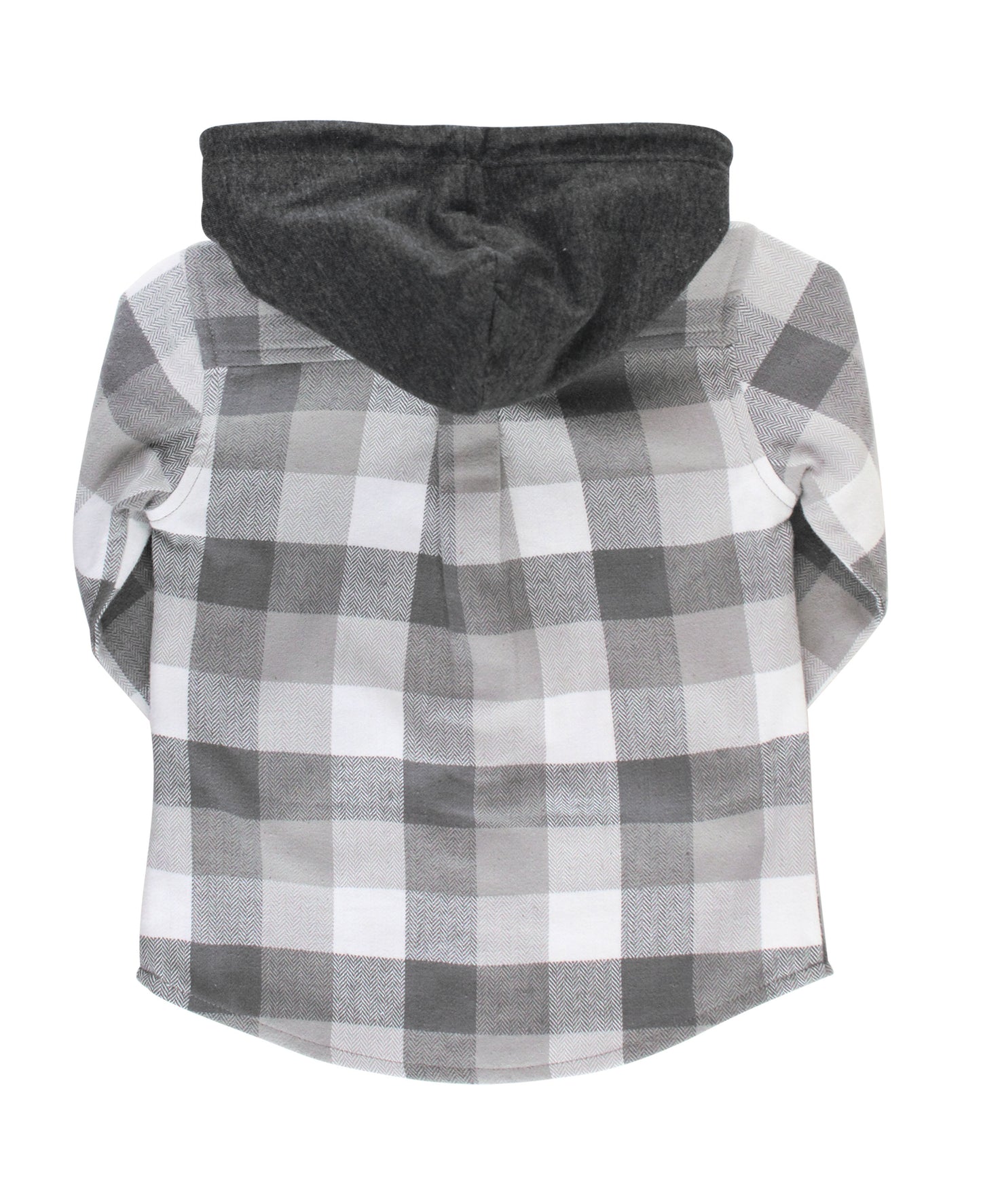 RuggedButts Smoky Gray Plaid Hooded Button Down Shirt