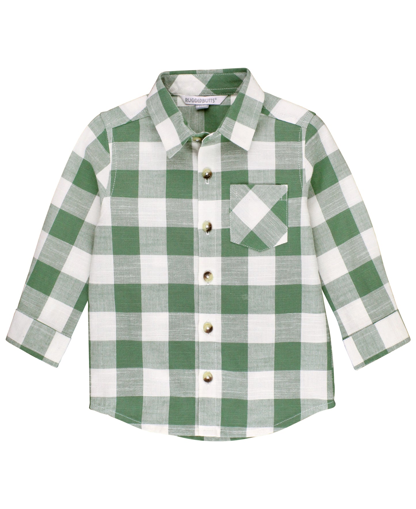 RuggedButts Dark Ivy Plaid Long Sleeve Button Down Shirt