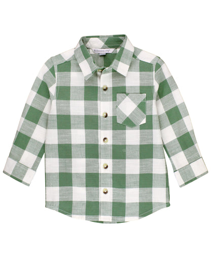 RuggedButts Dark Ivy Plaid Long Sleeve Button Down Shirt