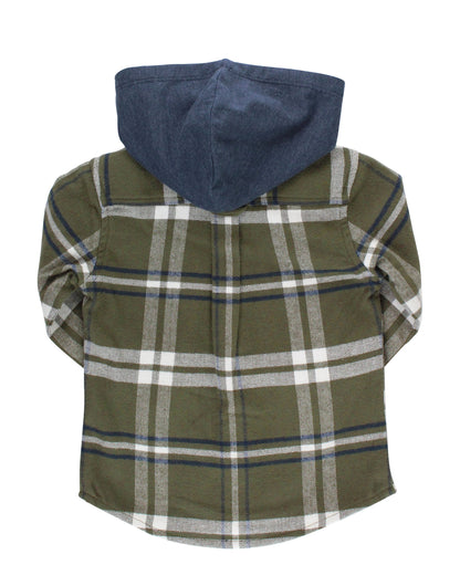 RuggedButts Olive Plaid Hooded Button Down