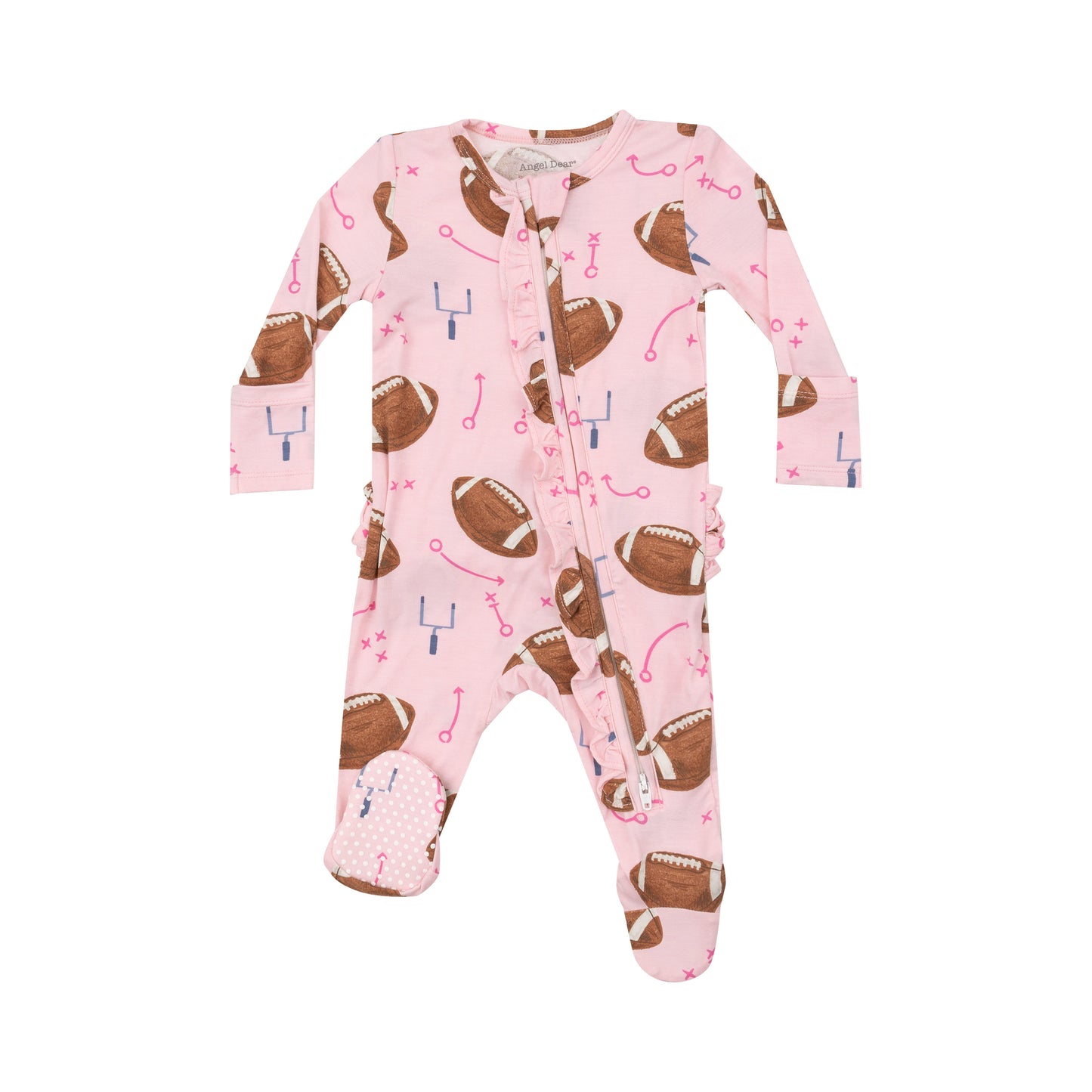 Angel Dear Pink Footballs 2 Way Ruffle Zipper Footie