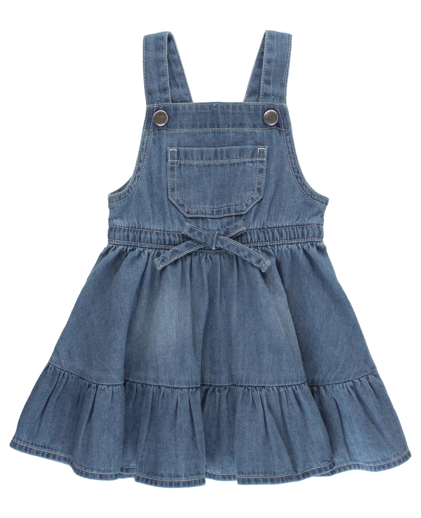 RuffleButts Light Wash Denim Overall Jumper Dress