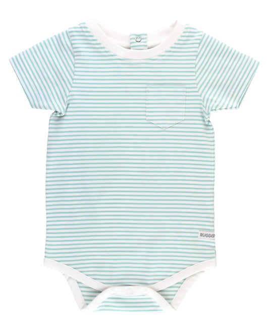 RuggedButts Vintage Aqua Stripe Short Sleeve Pocket Tee