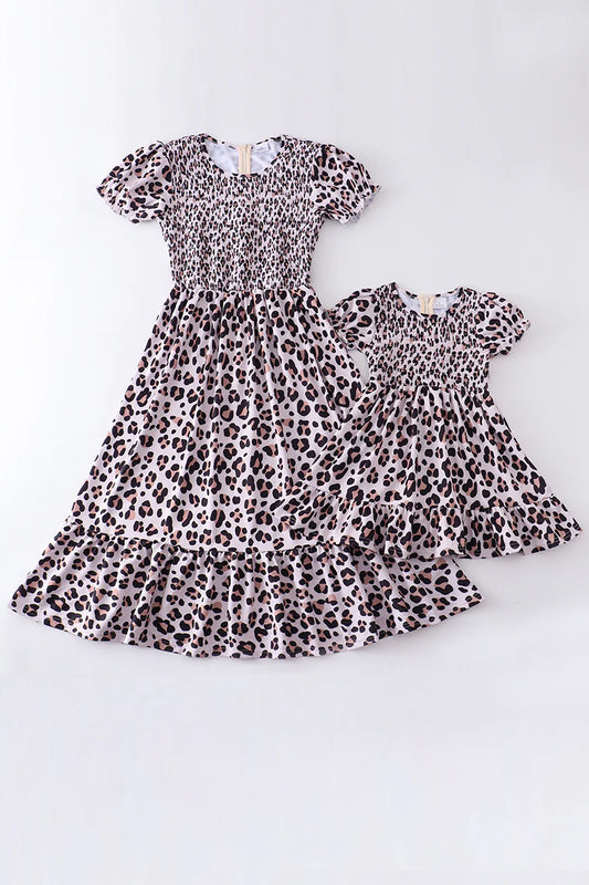 Mommy + Me Leopard Smocked Dress