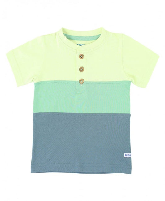 RuggedButts Green & Blue Color Block Henley Tee