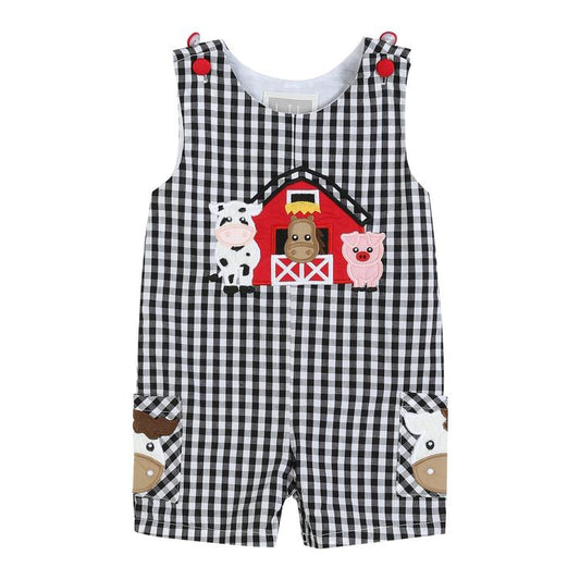 LC Black Gingham Barn Scene Overalls