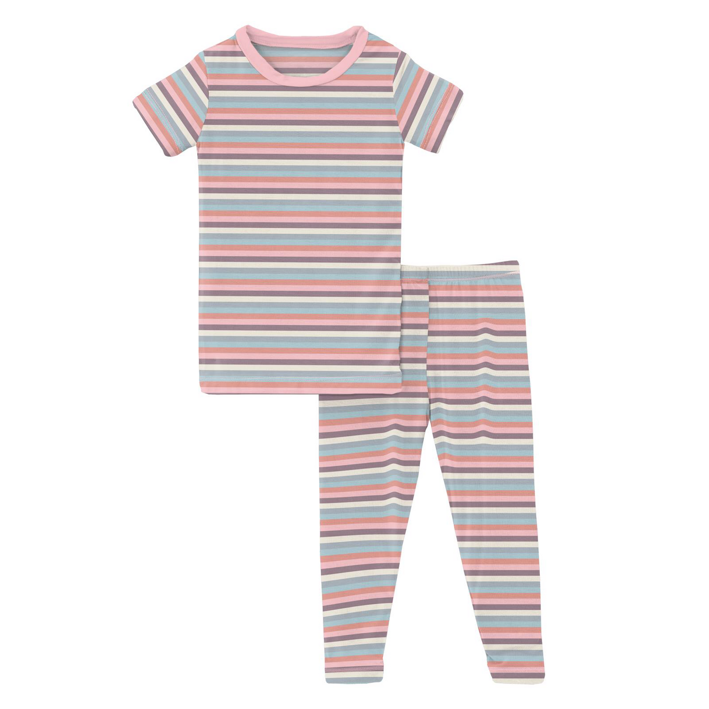 Kickee Pants Spring Bloom Stripe Short Sleeve PJ Set