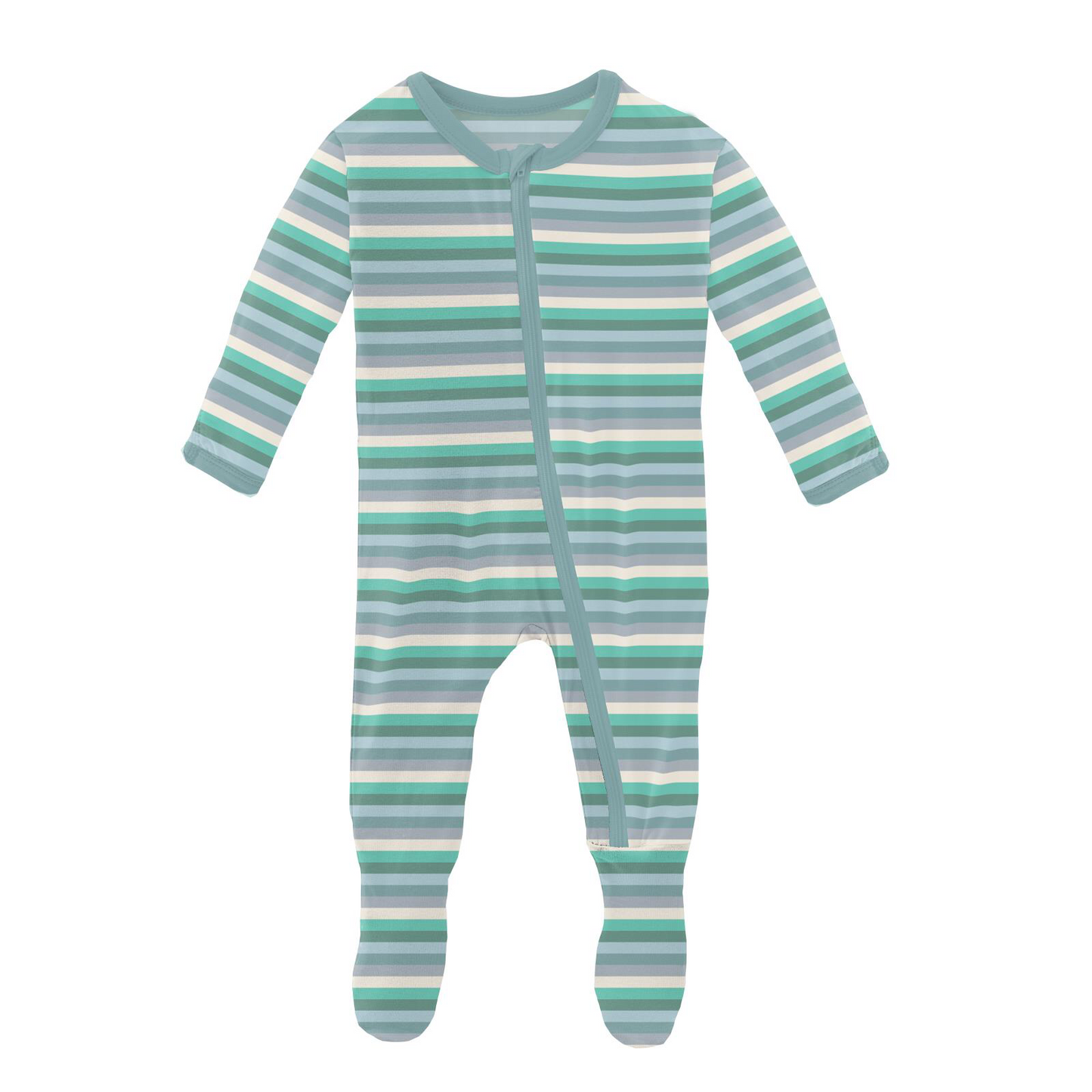 Kickee Pants April Showers Stripe Footie with Zipper