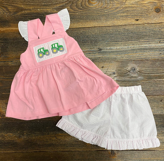 Three Sisters Tractor Ruffle Short Set
