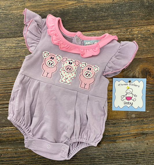 Three Sisters 3 Little Pigs Applique Bubble