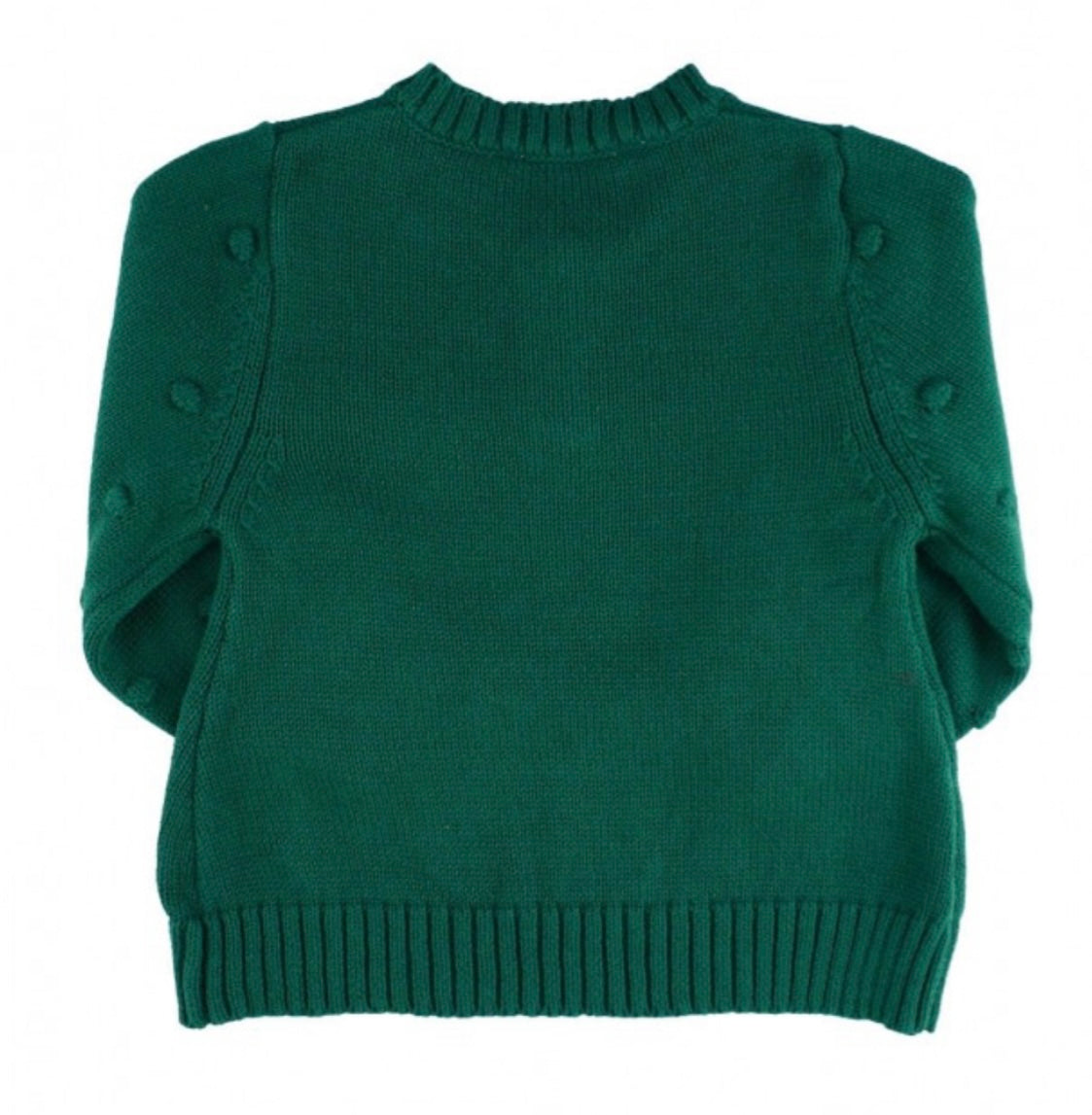 RuffleButts Evergreen V-Neck Bobble Sweater