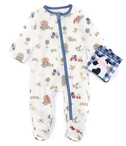 Mudpie 3/6m Farm Sleeper with Book