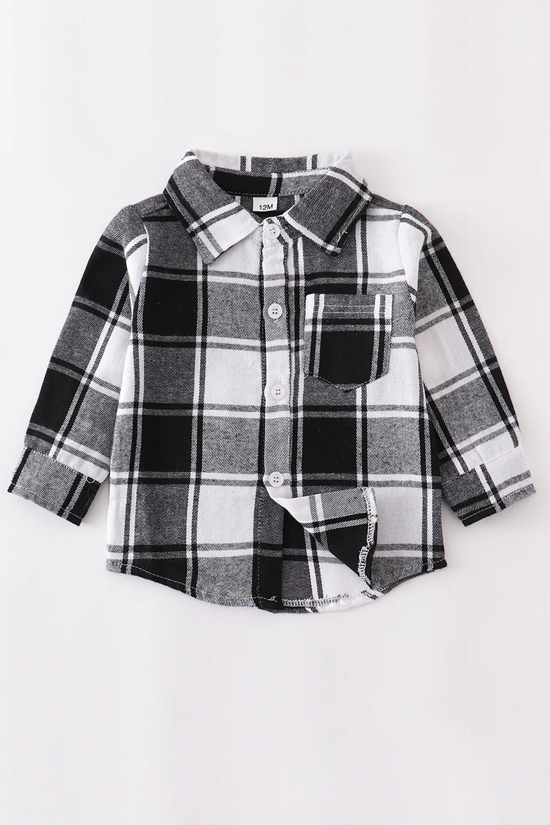 Black Plaid Button Up