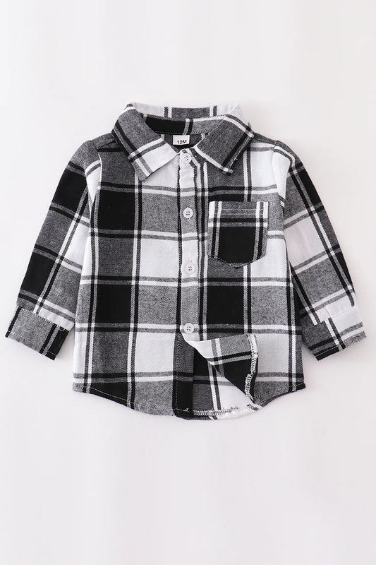 Black Plaid Button Up