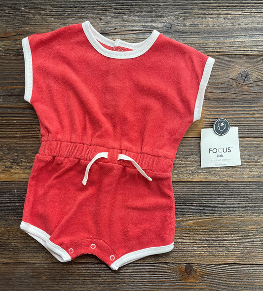 Focus Red Coastal Terry Cloth Romper