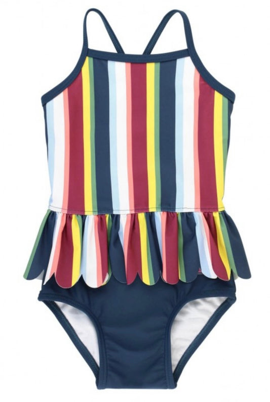 RuffleButt Sunset Stripe Scallop Peplum One piece