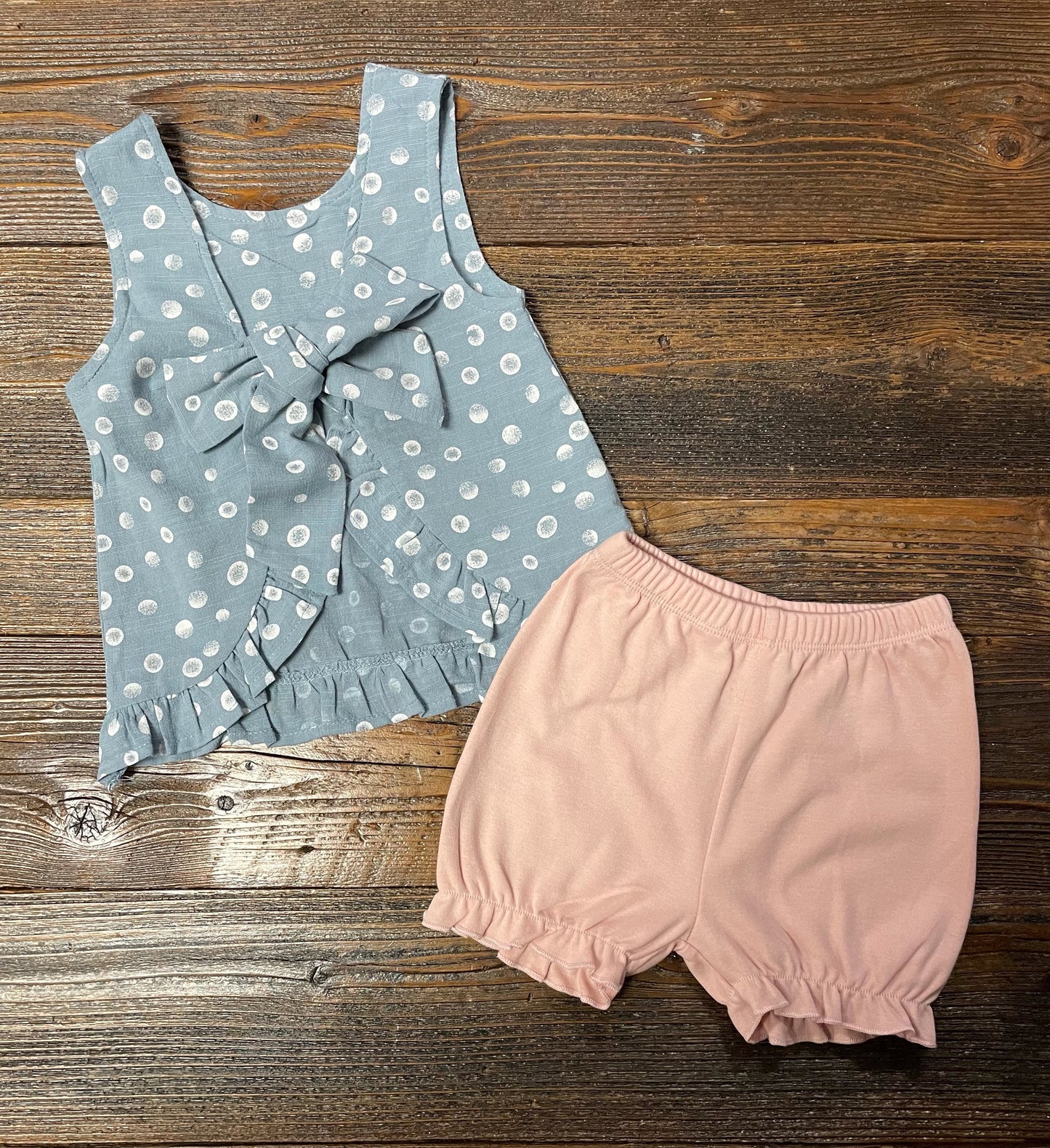 Three Sisters Blue Dot Tie Bloomer Set *