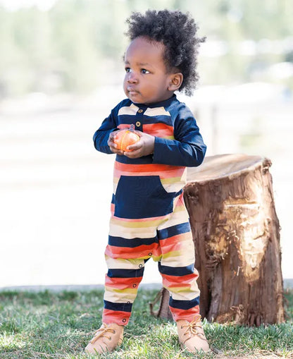 RuggedButts Desert Horizon Stripe Henley Romper