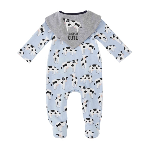 Mudpie Cow Sleeper & Bib Set