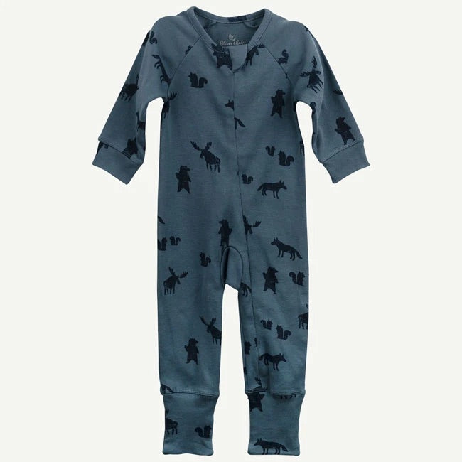 Oliver & Rain Blue Moose Print Unionsuit