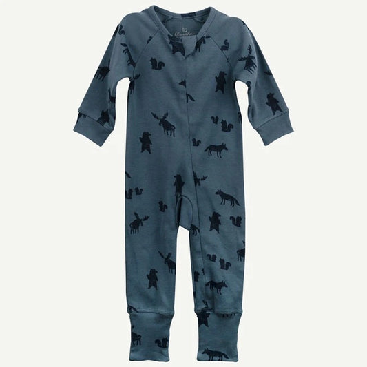 Oliver & Rain Blue Moose Print Unionsuit