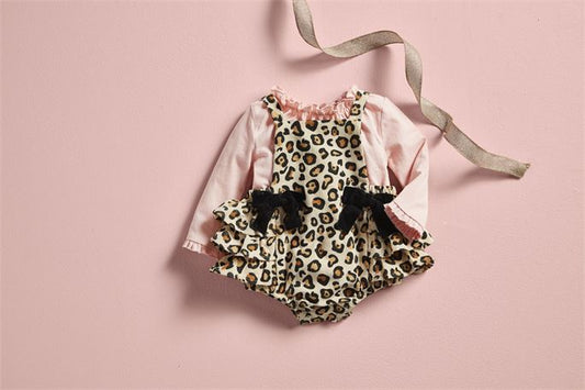 Mudpie Leopard Pinafore Set