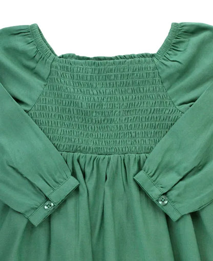 RuffleButts Woven Luxe Smocked Dress