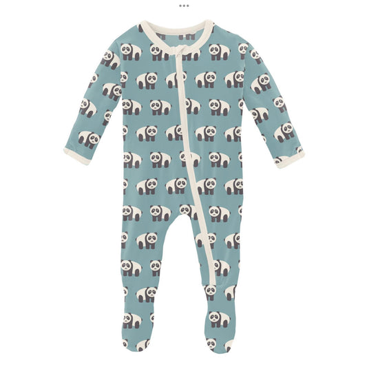 Kickee Pants Jade Panda Footie with Zipper