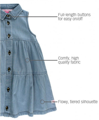 RuffleButts Denim Tiered Dress
