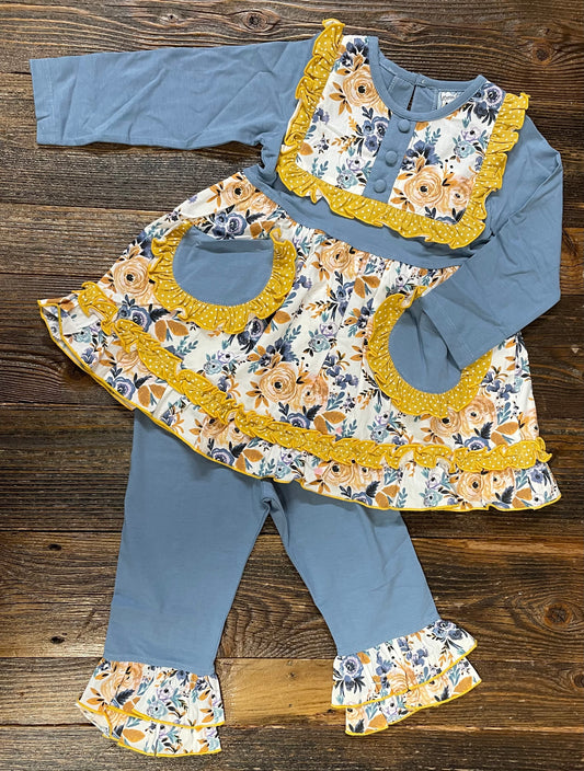 Three Sisters Winter Blooms Ruffle Pant Set