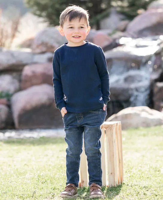 RuggedButts Navy Waffle Knit Crew Neck Shirt