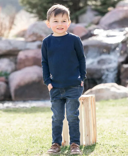 RuggedButts Navy Waffle Knit Crew Neck Shirt