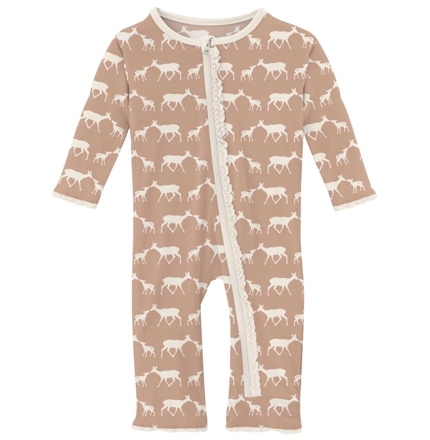 Kickee Pants Doe and Fawn Muffin Ruffle Coverall with Zipper