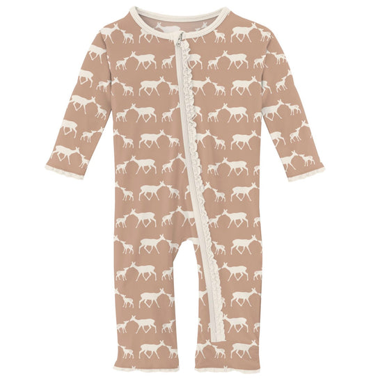 Kickee Pants Doe and Fawn Muffin Ruffle Coverall with Zipper
